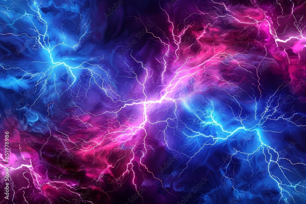 Obraz premium Neon lightning strikes.