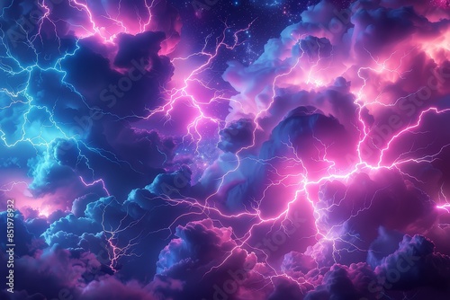 Neon lightning strikes.