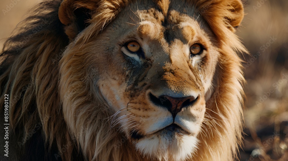 Prideful Face of the Lion’s Closeup Portrait in Vivid Details. Prideful Face of the Lion’s Closeup Portrait in Vivid Details.