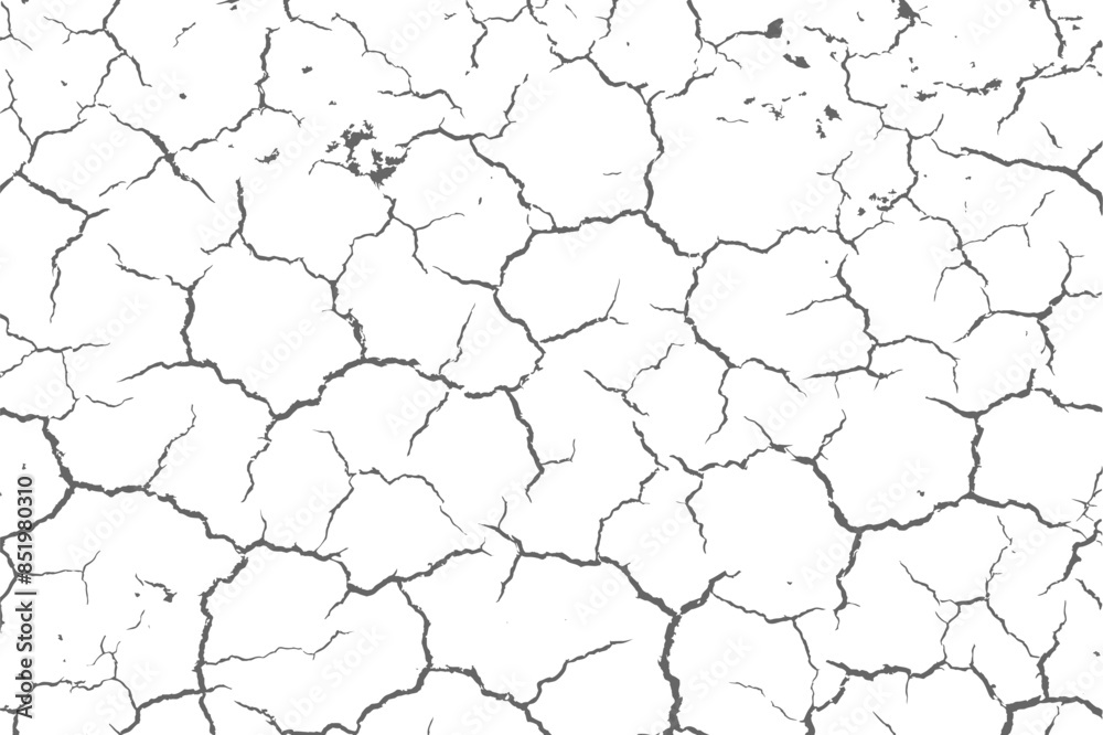 The texture of the cracks is white and black. Vector background. Cracked ground. Structure of cracks. Cracks in the texture of dry soil surface. The texture of the cracks is white and black. Vector background. Cracked ground. Structure of cracks. Cracks in the texture of dry soil surface.