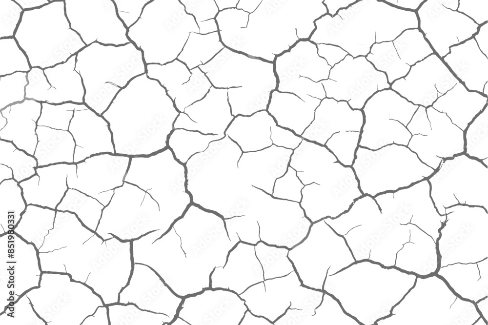 The texture of the cracks is white and black. Vector background. Cracked ground. Structure of cracks. Cracks in the texture of dry soil surface. The texture of the cracks is white and black. Vector background. Cracked ground. Structure of cracks. Cracks in the texture of dry soil surface.