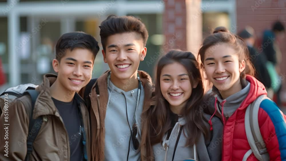 group of asian teenage. generative ai group of asian teenage. generative ai