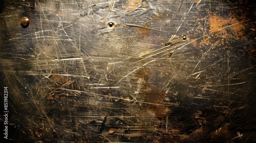 Scratches, spots, dust, and scuffs on grunge metal texture or background photo