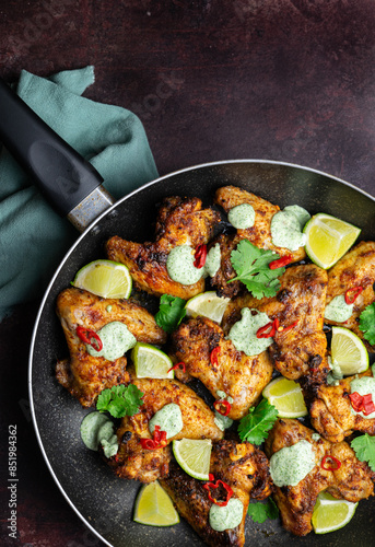 cajun spiced chicken wings with coriander and