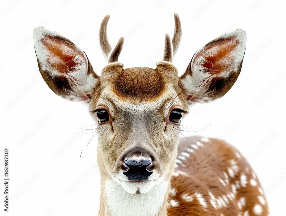 Fototapeta premium Close-Up Portrait of a Young Deer. Generative ai.
