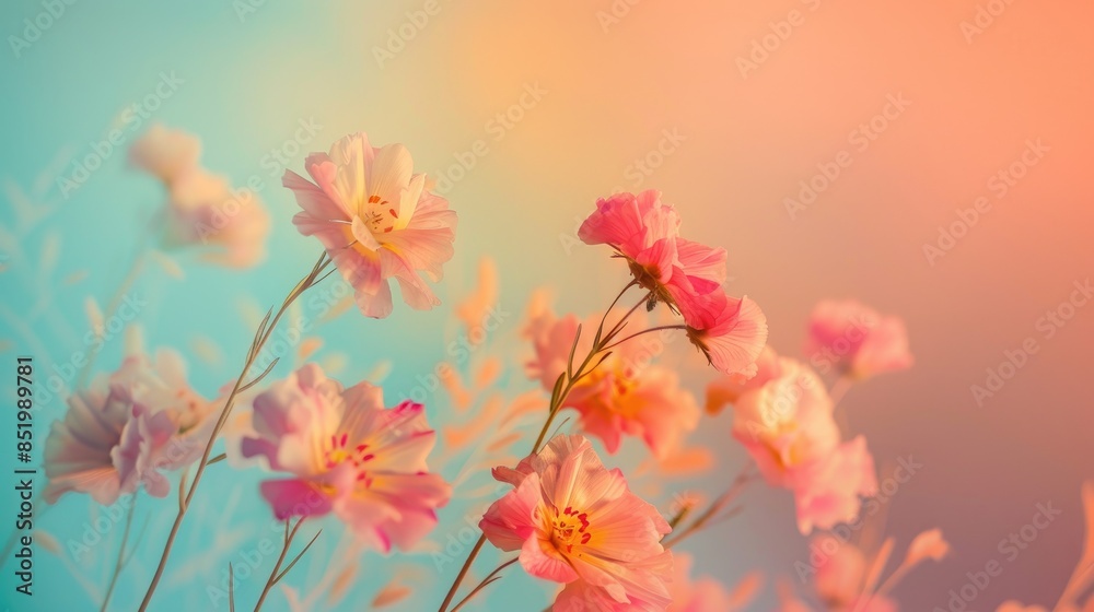 Obraz premium Creative surreal concept with flowers on soft hued background
