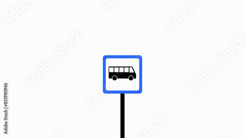 Square shape bus stand pole logo icon animation, bus stop signal.