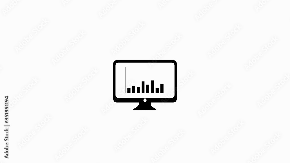 Business graph chart with computer monitor, computer Graph logo Icon, Graph bar, Business graph chart with computer monitor, computer Graph logo Icon, Graph bar,