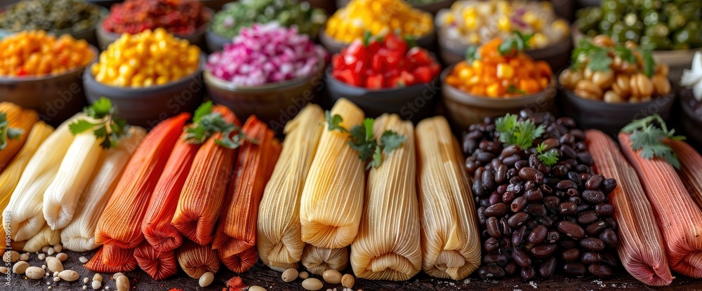 Fototapeta premium A Collage Featured Tamales From Different Regions Of Mexico, Showcasing The Diversity In Flavors And Styles