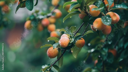 Fruits of the Chinese plum tree ripen during the spring season