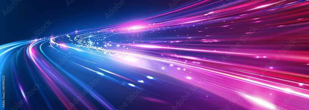 Obraz premium Abstract blue and pink background with light rays, speed motion blur effect