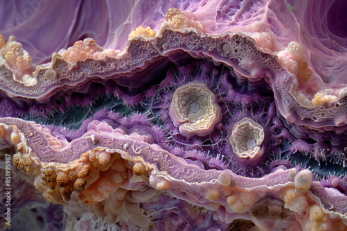 Detailed view of olfactory sensory cells in the nasal epithelium, capturing their unique structure photo