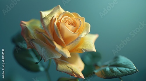 Close up image of an artificial yellow rose photo