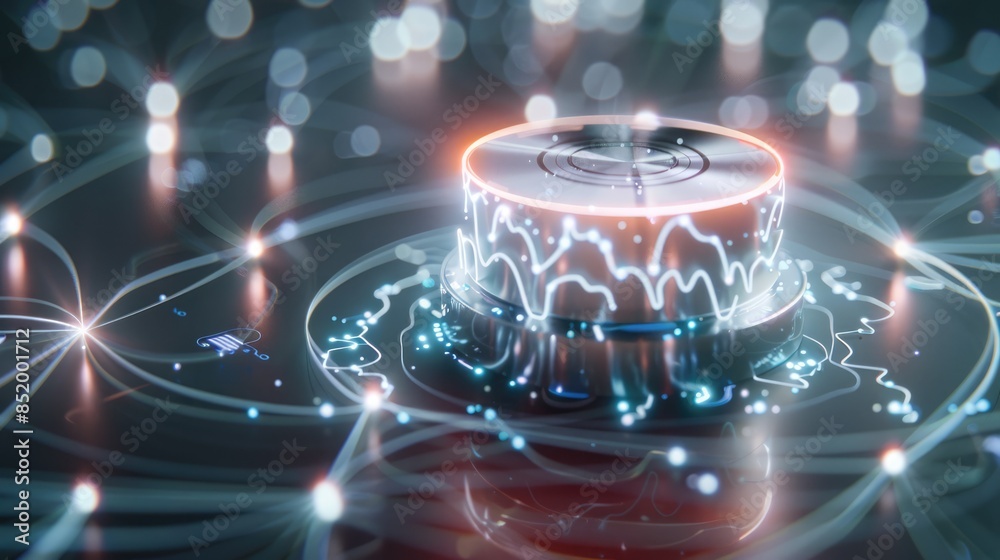 Electric accumulator hovering in a digital grid with spiraling animated charge symbols. Electric accumulator Electric accumulator hovering in a digital grid with spiraling animated charge symbols. Electric accumulator