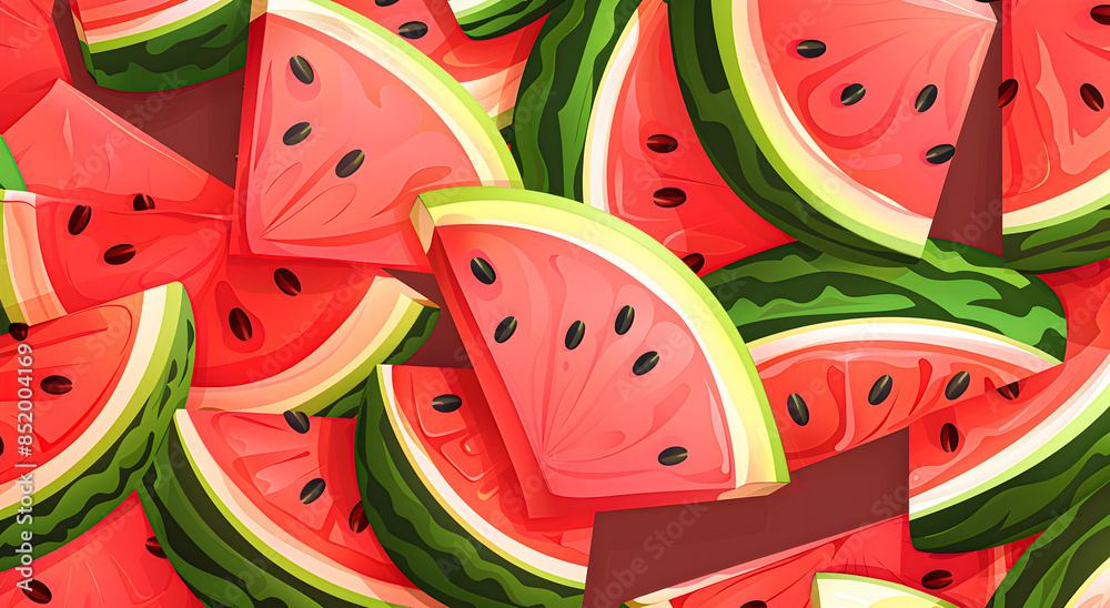 A background of fresh watermelon slices. A background of fresh watermelon slices.