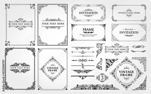 Vintage decorative design elements set 03