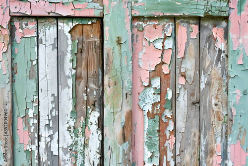 Peeled paint on a vintage door. photo