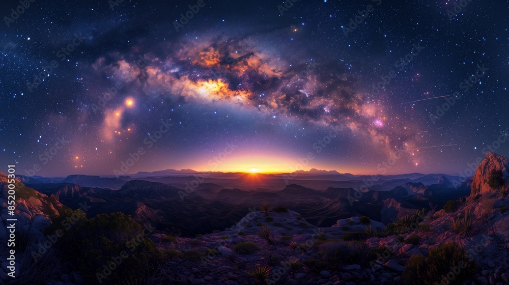 Fototapeta premium A beautiful aurora dancing over the hills 