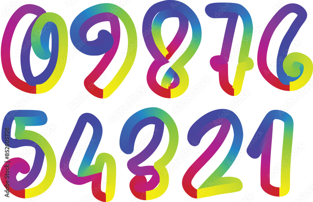 Colorful gradient set with number from 1 to 12, 3d realistic golden balloon number set for decoration design, numbers symbol set Colorful gradient set with number from 1 to 12, 3d realistic golden balloon number set for decoration design, numbers symbol set