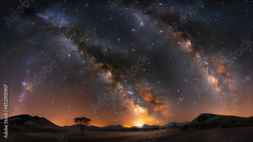Milky Way galaxy panorama featuring stars and interstellar dust © Desinage