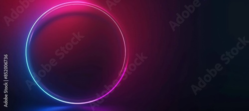 Abstract glowing neon light effect background with circular ring frame design