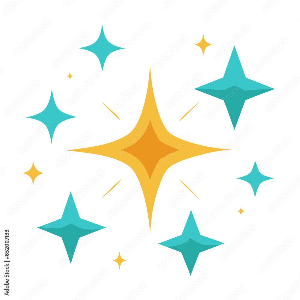 Obraz premium Vector flat sparkling star collection