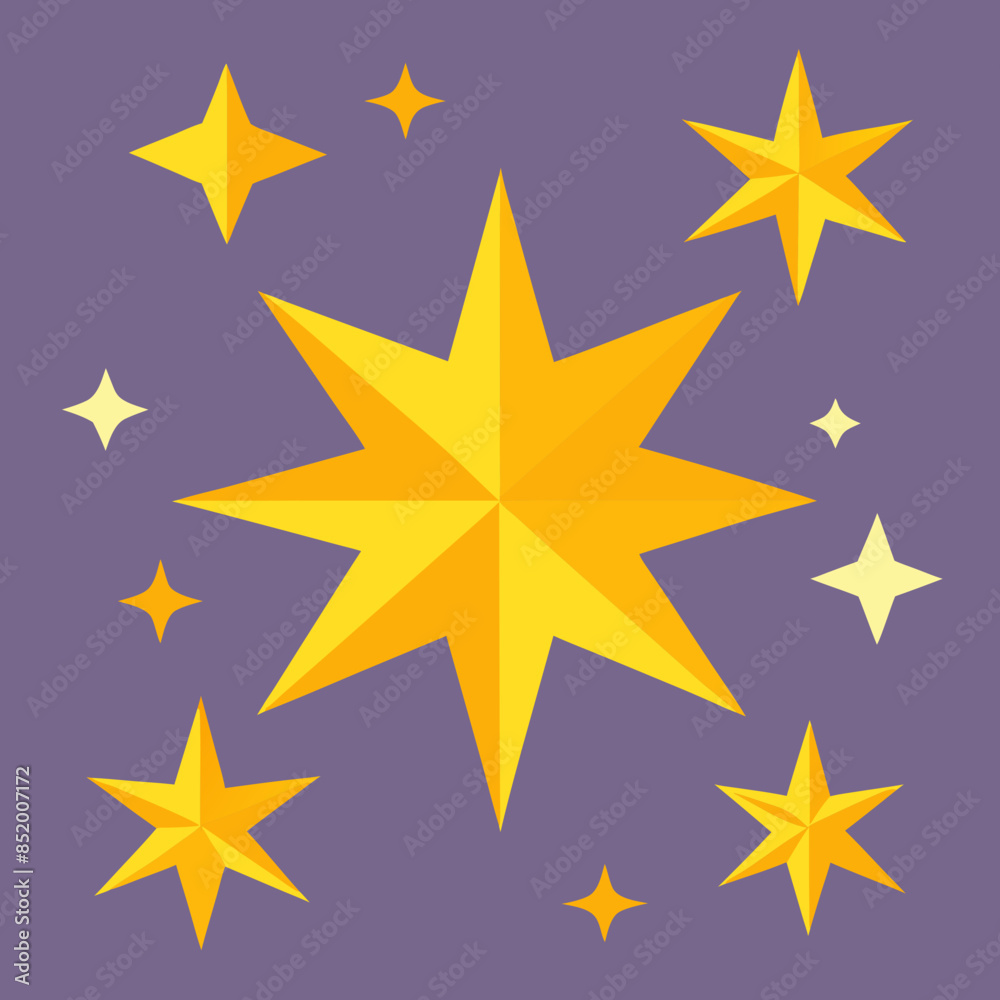 Obraz premium Vector flat sparkling star collection