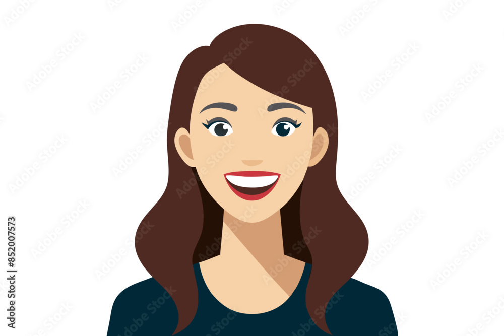Beautiful smile and white teeth of a young woman modern flat design simple vector illustration isolated transparent background Beautiful smile and white teeth of a young woman modern flat design simple vector illustration isolated transparent background