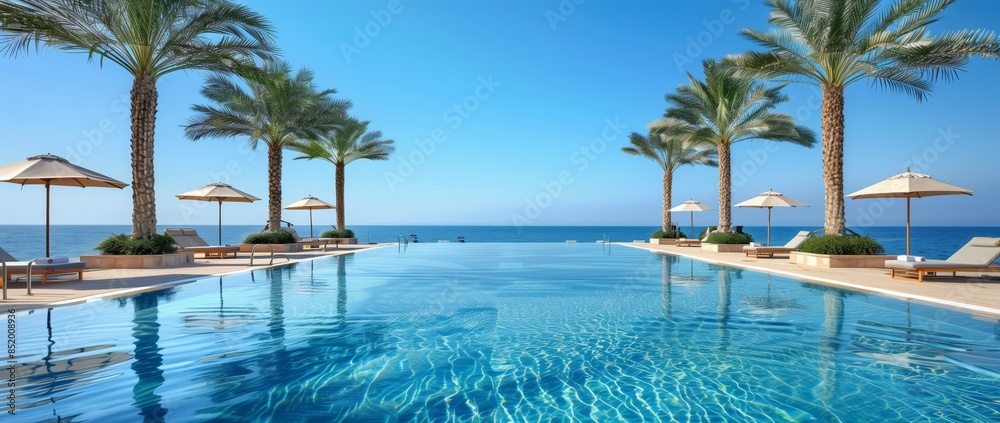 Fototapeta premium an outdoor swimming pool at the beach