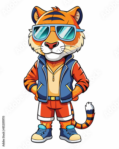 tiger mascot illustration, white background