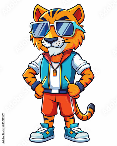 tiger mascot illustration, white background