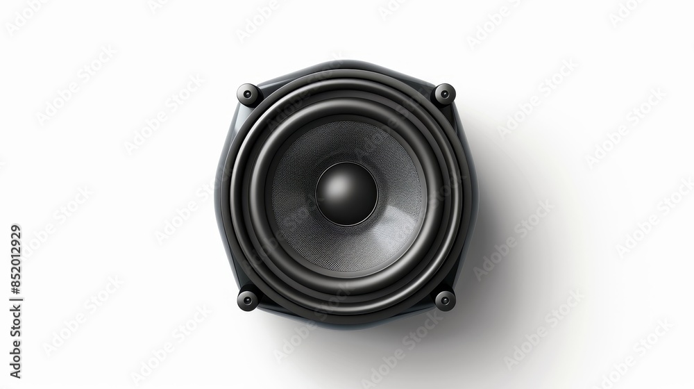 High fidelity speaker isolated on white background, realistic audio equipment photo High fidelity speaker isolated on white background, realistic audio equipment photo