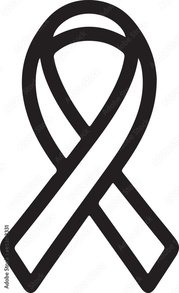 Minimal line logo of black ribbon Minimal line logo of black ribbon
