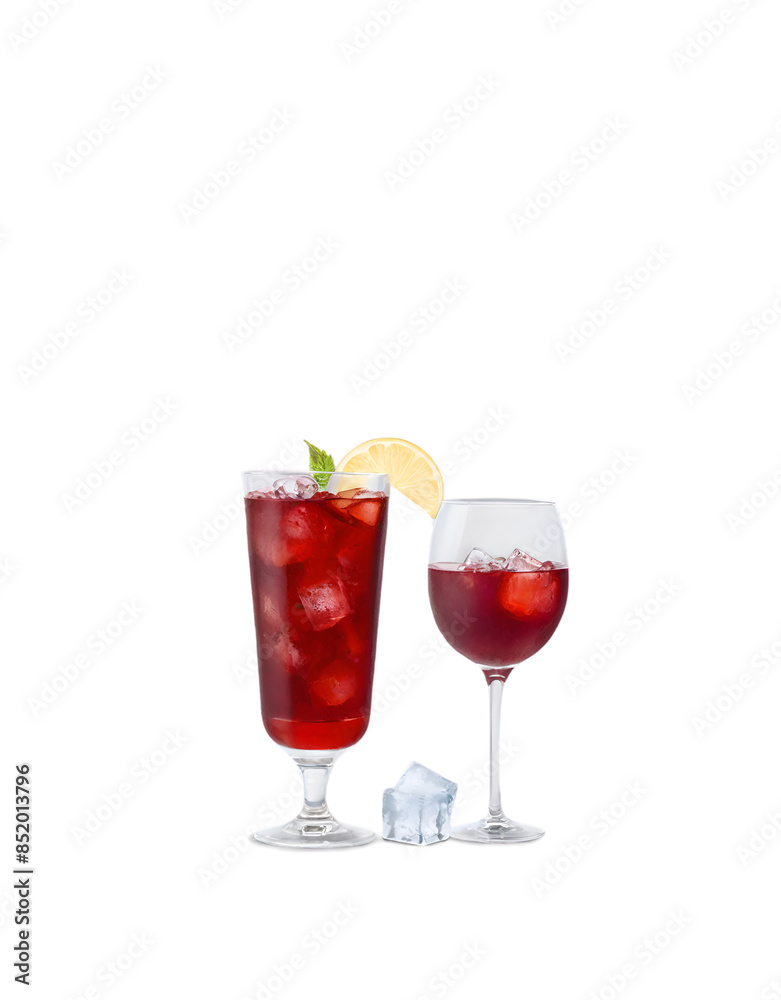 summer red wine with ice, sangria isolated on white summer red wine with ice, sangria isolated on white