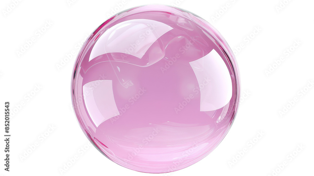 A glossy pink bubble with smooth reflections and a transparent surface. Isolated on transparent background A glossy pink bubble with smooth reflections and a transparent surface. Isolated on transparent background