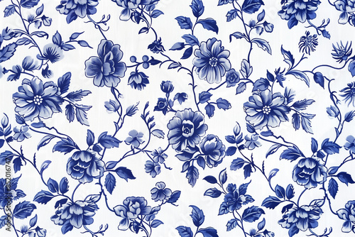 pattern blu stile royal e regency su stoffa bianca, background