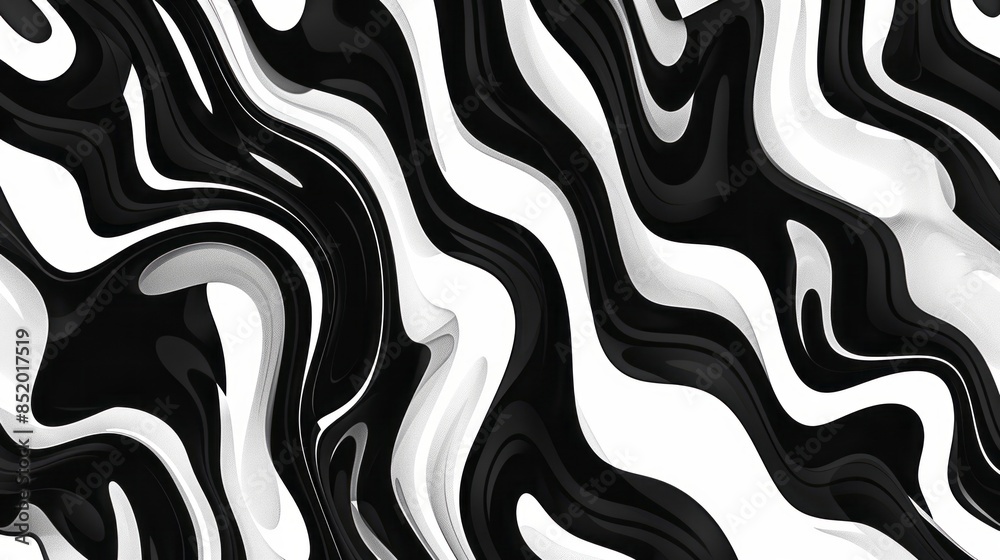 Black and white patterned, high-definition wallpaper with a seamless repeating pattern of flowing organic shapes Black and white patterned, high-definition wallpaper with a seamless repeating pattern of flowing organic shapes