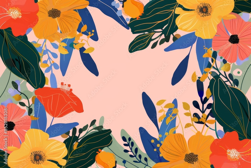 A Delicate Dance of Colors in a Springtime Floral Illustration A Delicate Dance of Colors in a Springtime Floral Illustration