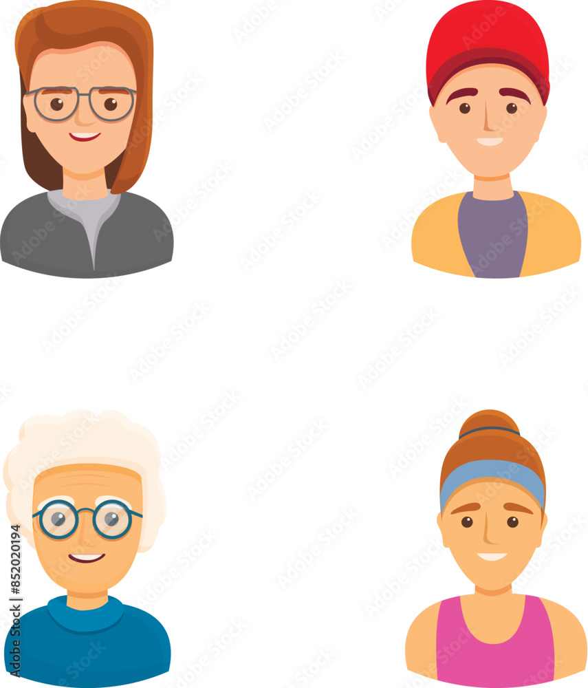 Profile avatar icons set cartoon vector. Male and female portrait. Cartoon character Profile avatar icons set cartoon vector. Male and female portrait. Cartoon character