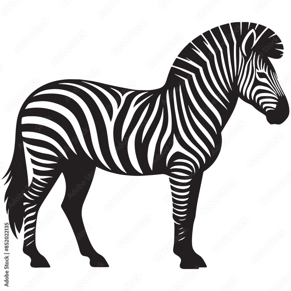 Obraz premium Zebra Silhouette Vector Illustration White Background