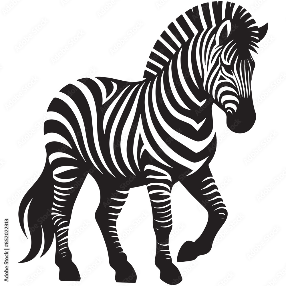 Obraz premium Zebra Silhouette Vector Illustration White Background