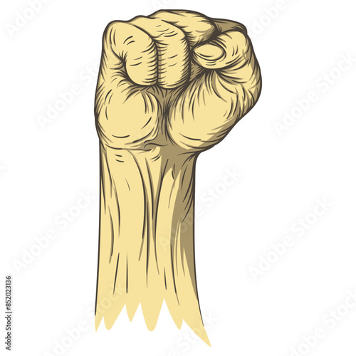 wrist fist pump, hands clenched power strength icon logo vector. Fight for rights, protest