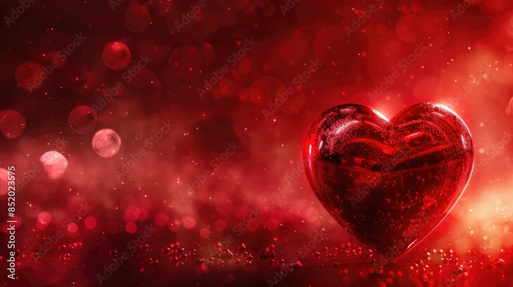 Shiny red heart with bokeh effect background Shiny red heart with bokeh effect background