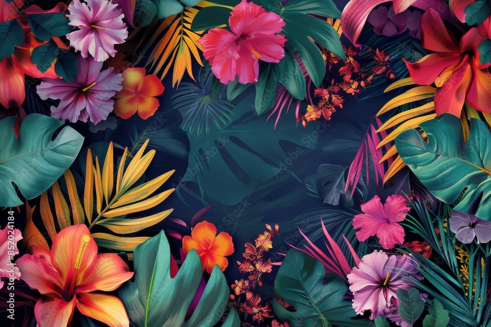 A Lush Tropical Oasis In A Vibrant Burst Of Color