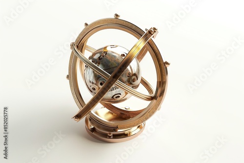 High-Precision Gyroscope on Solid Background