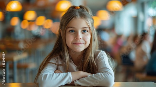 Young Girl Sitting at Table With Plate of Food