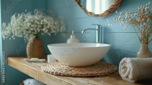 White Bowl on Wooden Counter