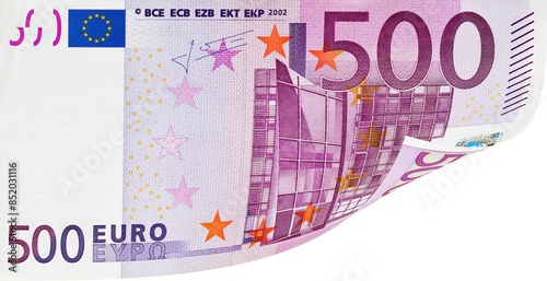 Five hundred euro note isolated on white background