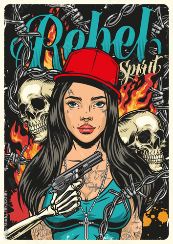 Rebel spirit colorful vintage sticker