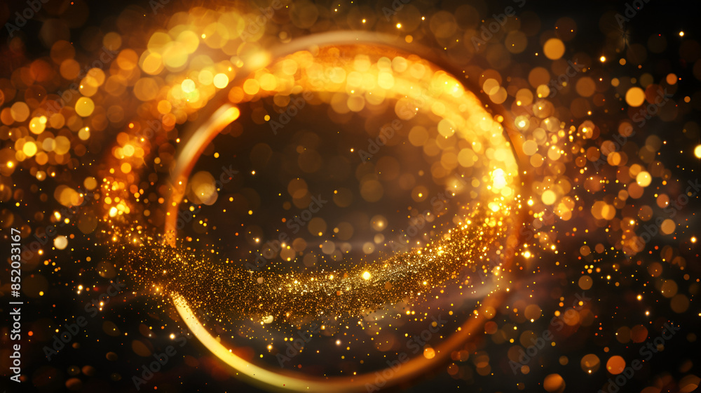 Black backdrop with an abstract gold light circle luxury effect Black backdrop with an abstract gold light circle luxury effect